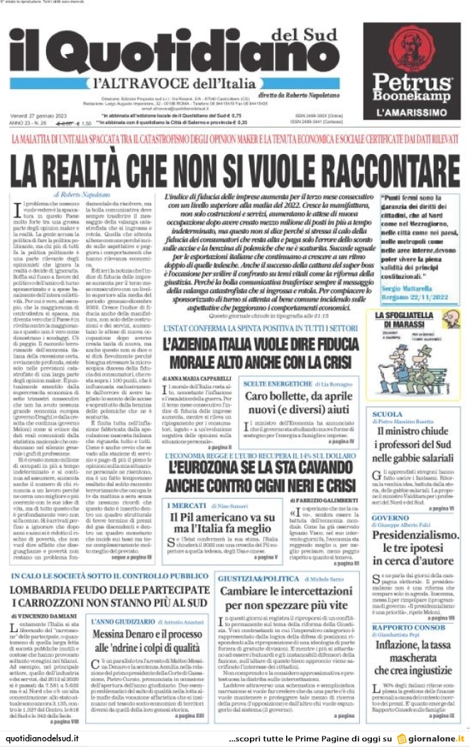 Il Quotidiano del Sud L'Altravoce - Today's Front Page | FRONTPAGES