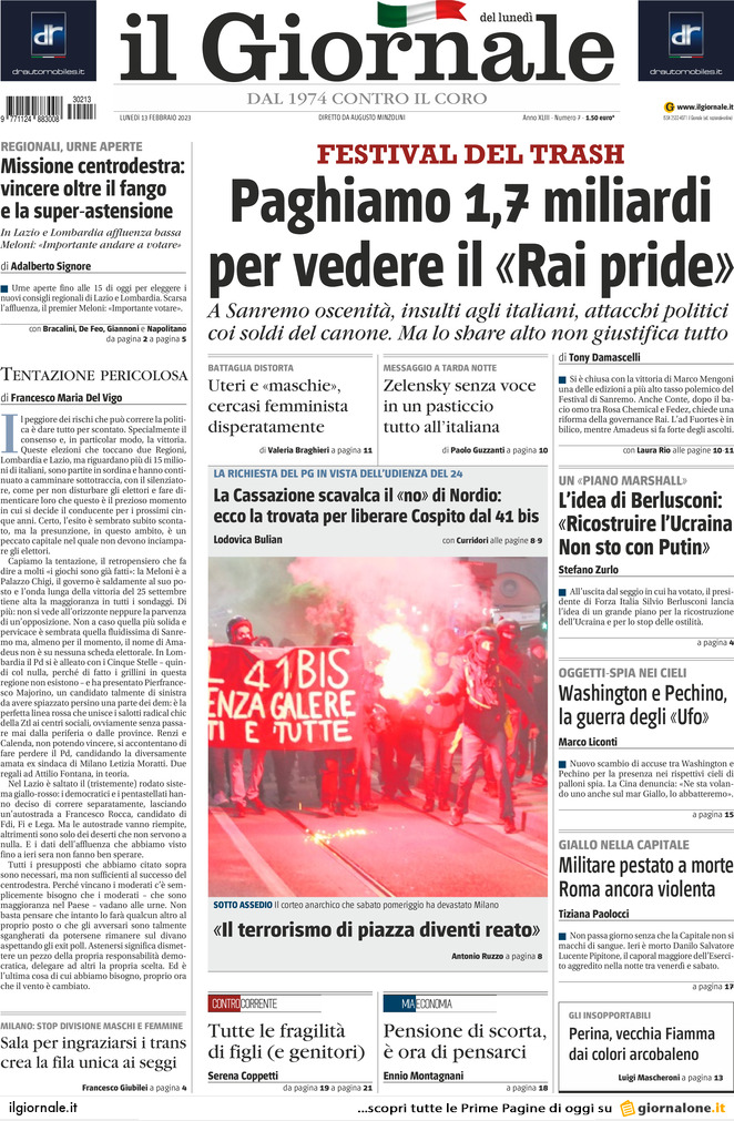 Il Giornale - Today's Front Page 