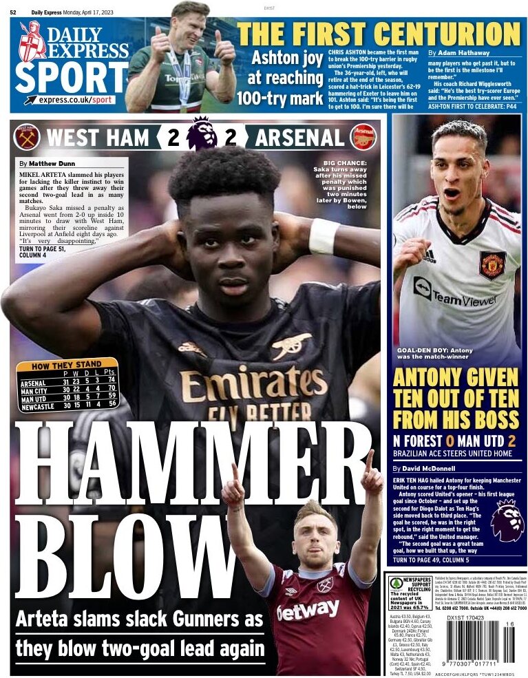 Daily Express Sport - Today's Front Page 