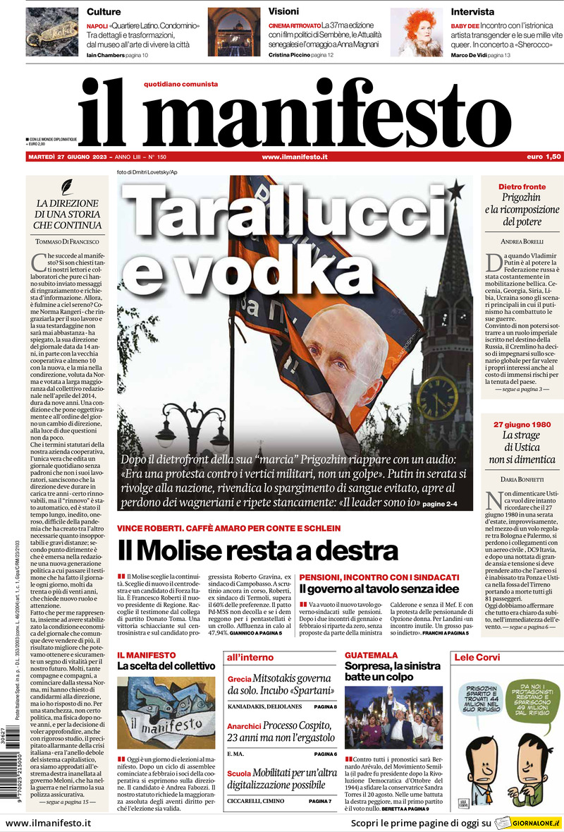 Il Manifesto - Today's Front Page | FrontPages.com