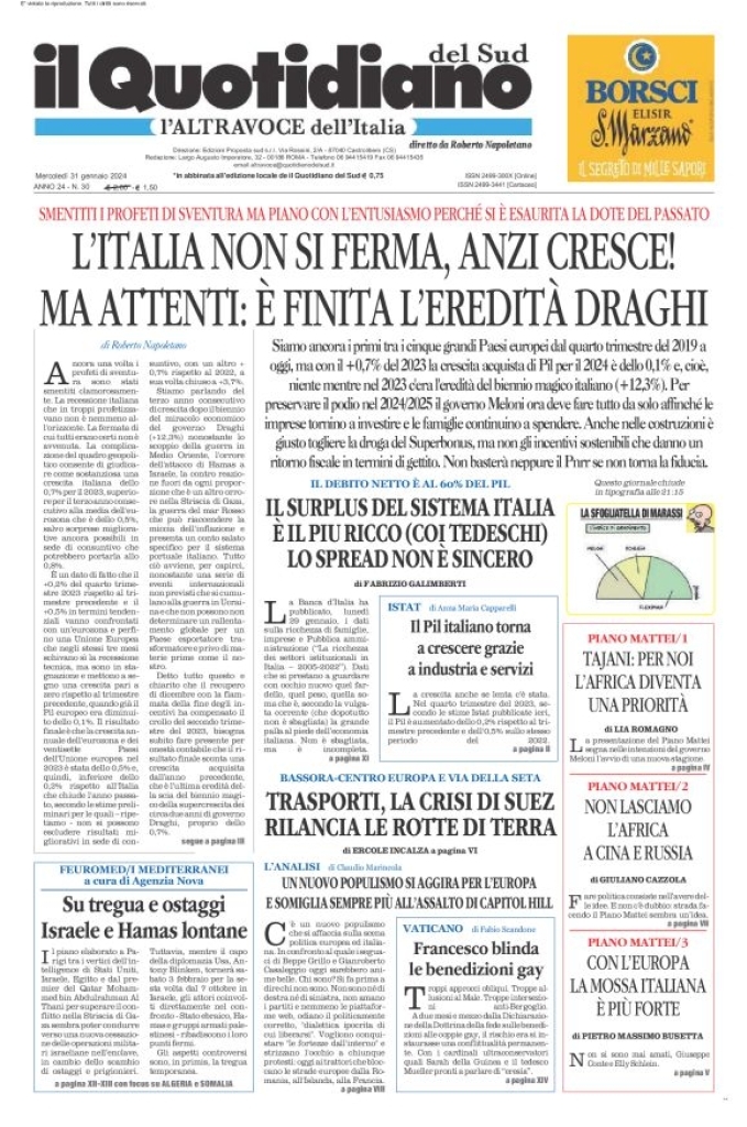 Il Quotidiano del Sud L'Altravoce - Today's Cover | Front Pages