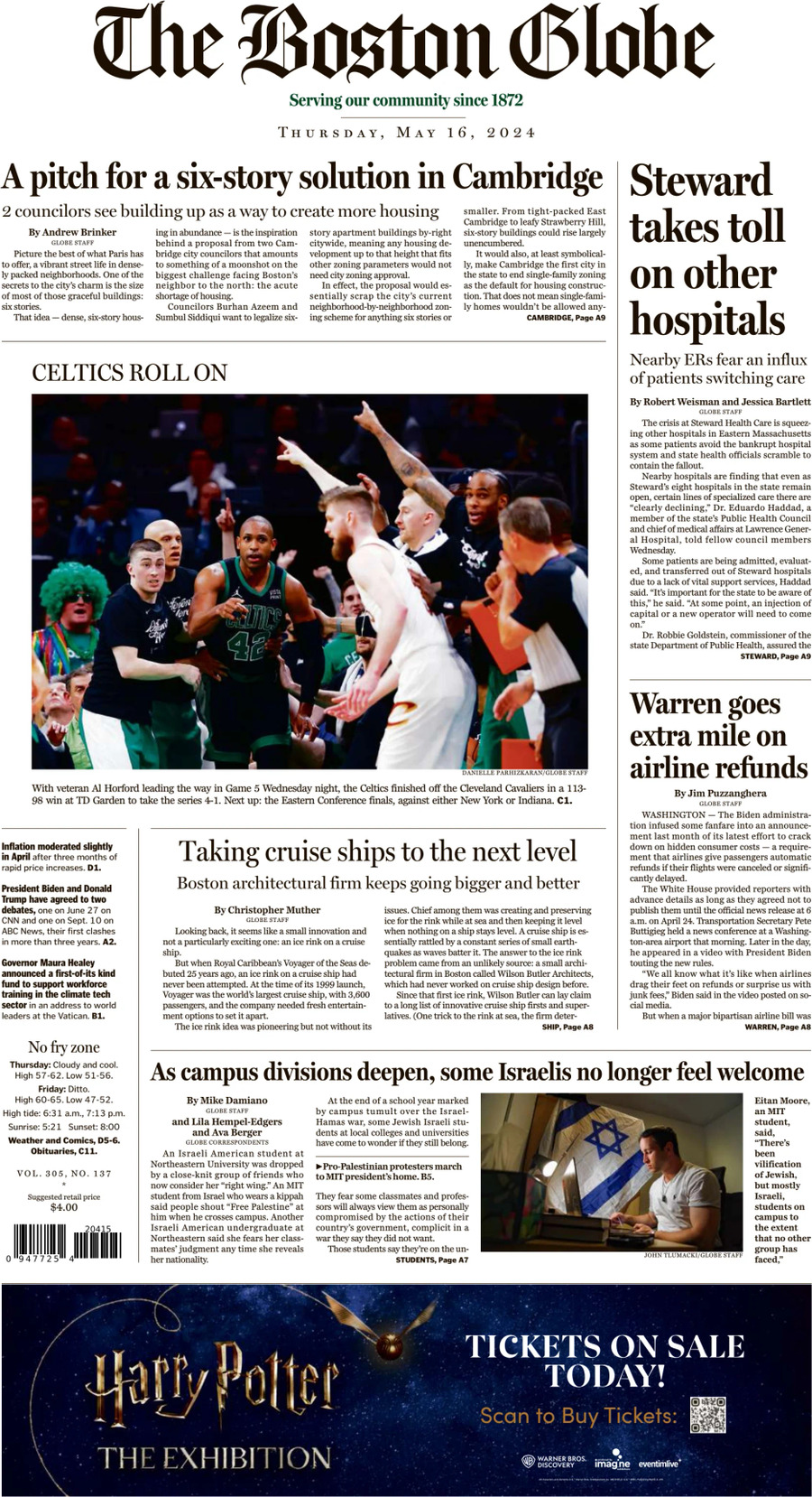 The Boston Globe - Cover - 05/16/2024