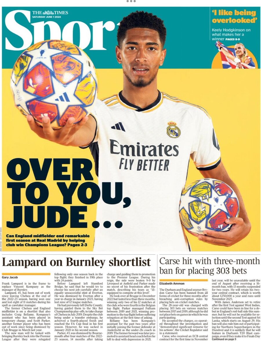 The Times SPORT - Front Page - 06/01/2024