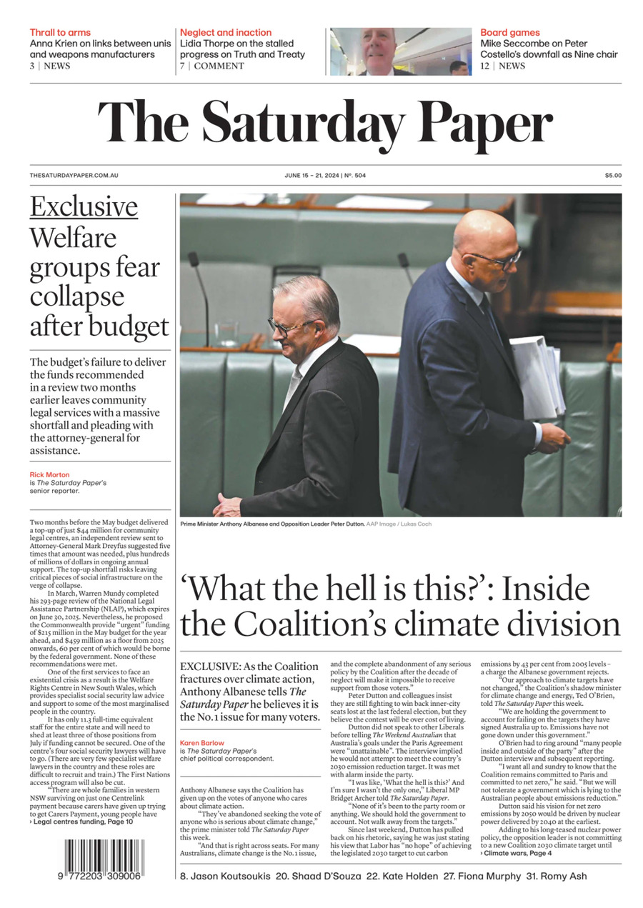 The Saturday Paper - Cover - 06/15/2024