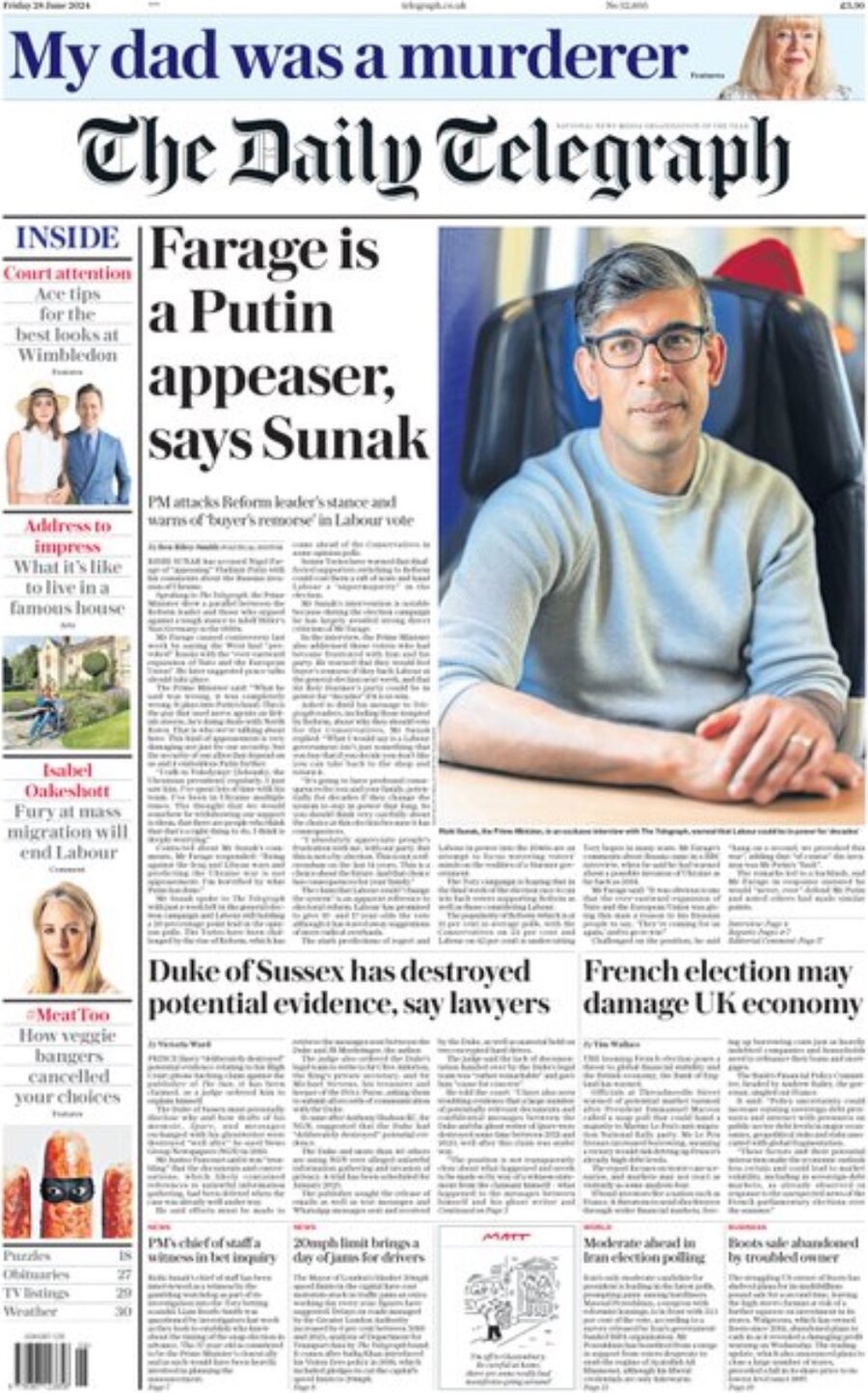 The Daily Telegraph - Front Page - 06/28/2024