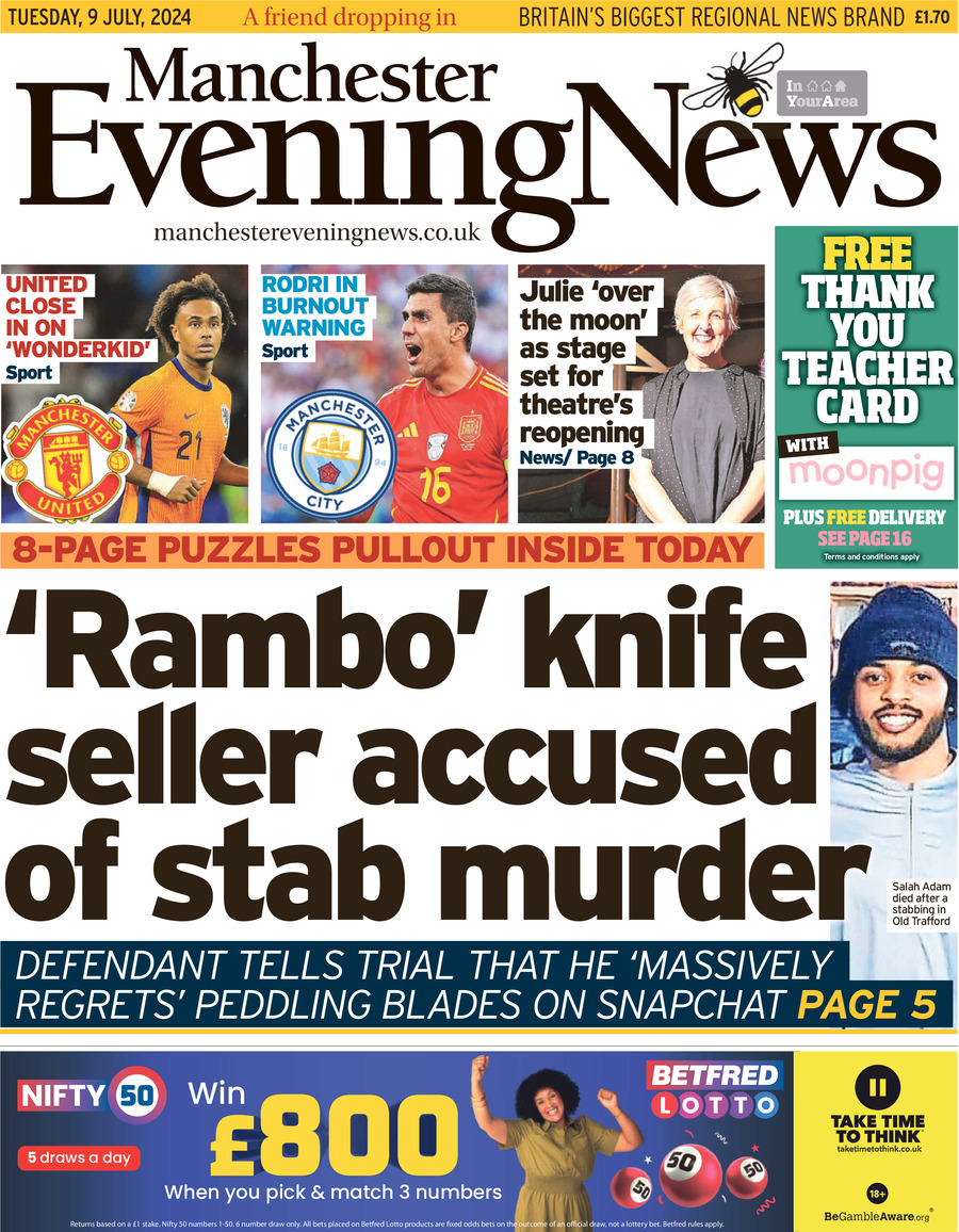 Manchester Evening News - Front Page - 07/09/2024
