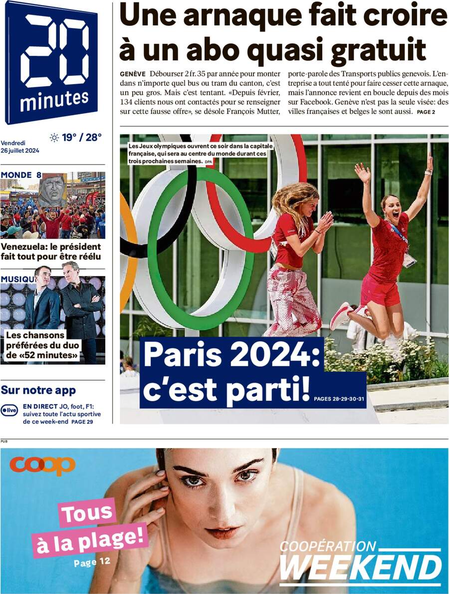 20 Minutes - Front Page - 07/26/2024