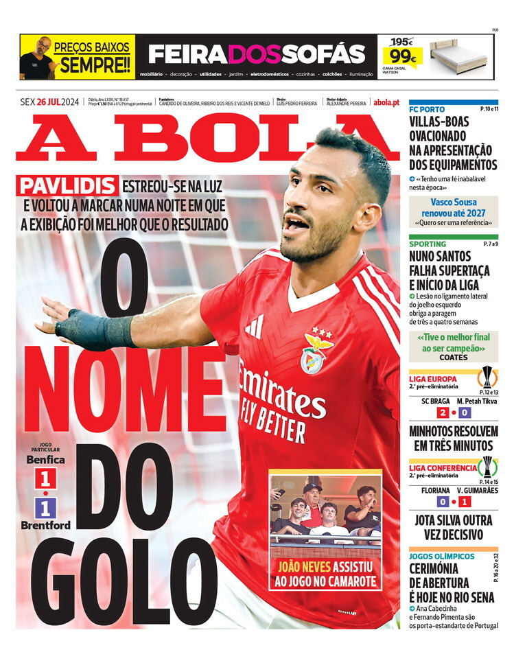 A Bola - Front Page - 07/26/2024