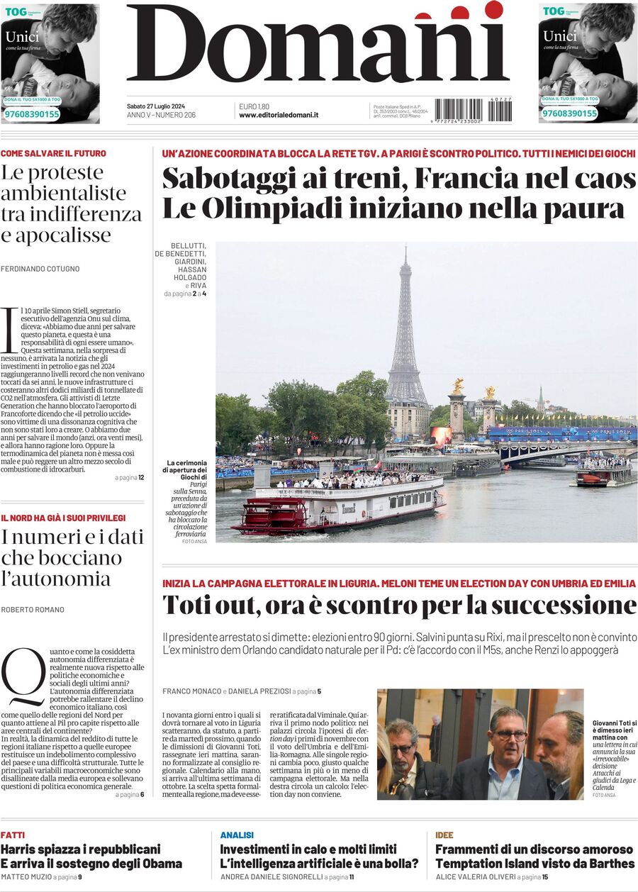 Domani - Front Page - 07/27/2024