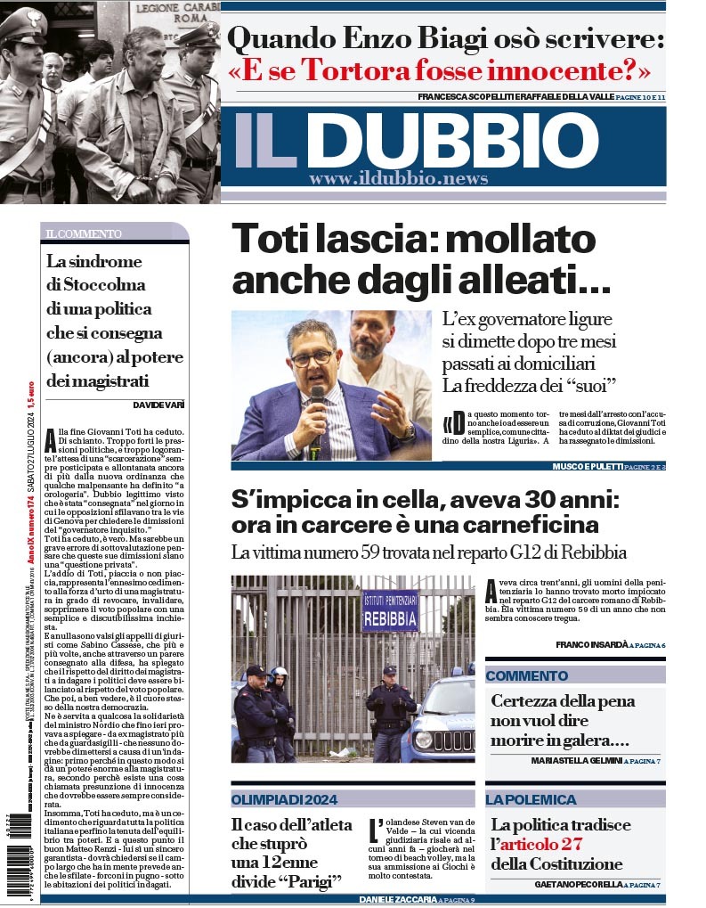 Il Dubbio - Front Page - 07/27/2024