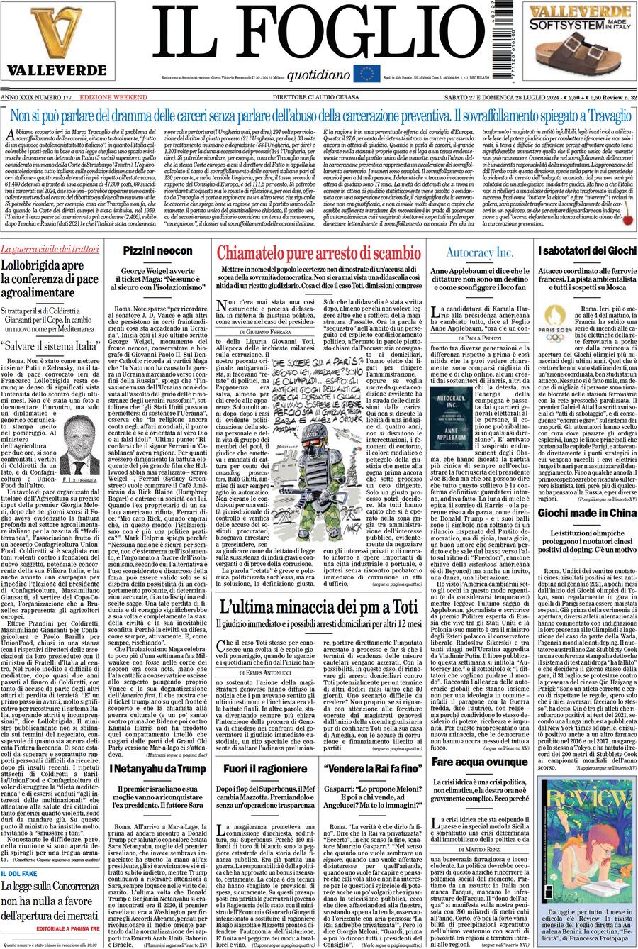 Il Foglio - Front Page - 07/28/2024