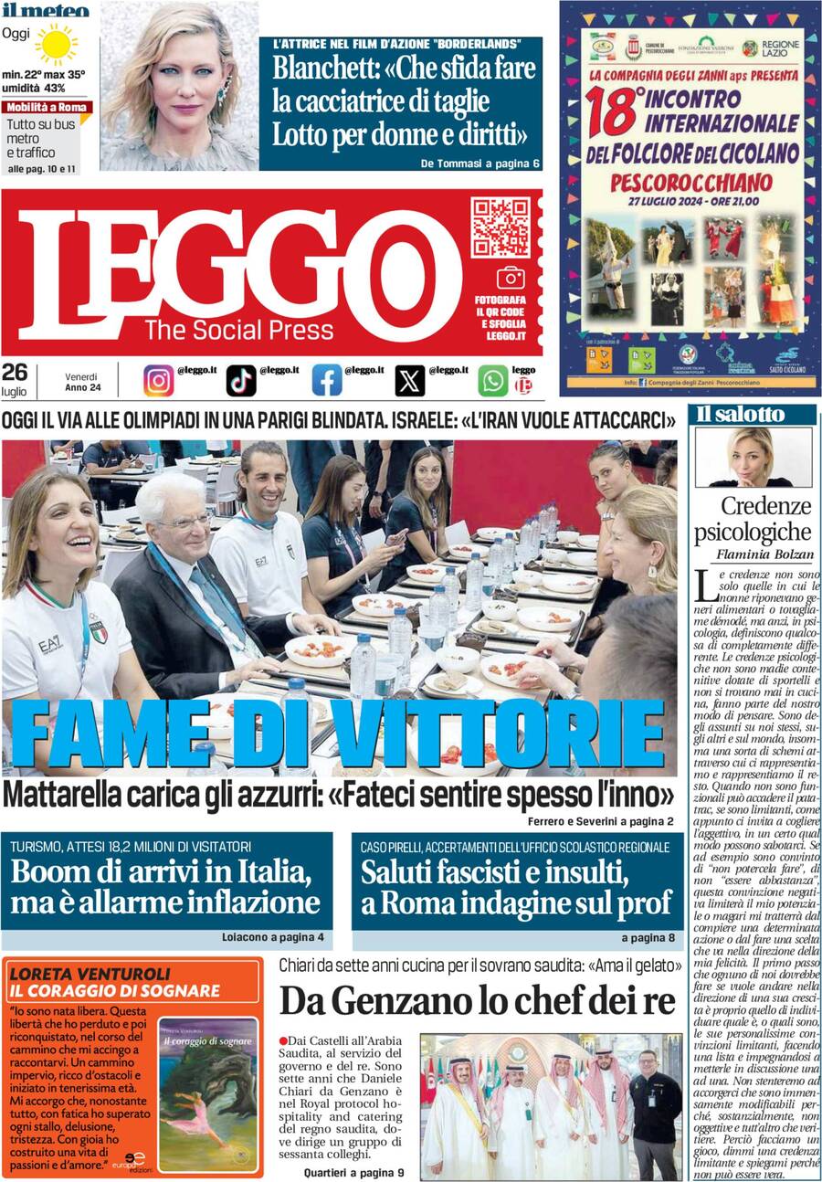 Leggo (Roma) - Front Page - 07/26/2024