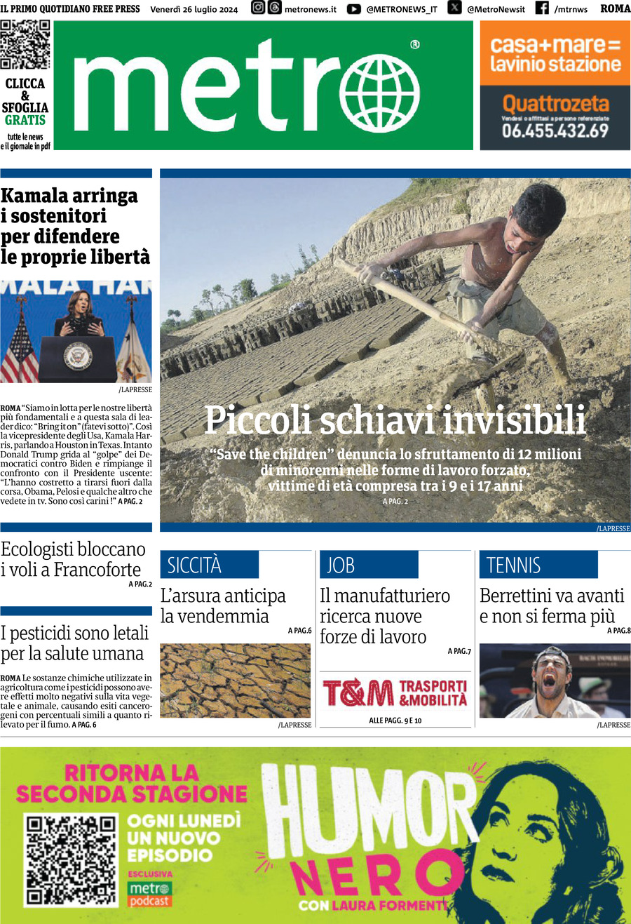 Metro (Roma) - Front Page - 07/26/2024