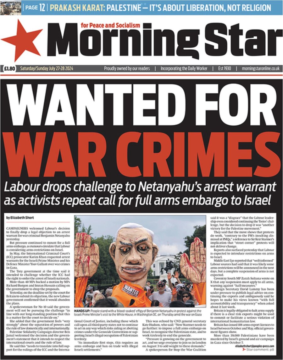 Morning Star - Front Page - 07/28/2024