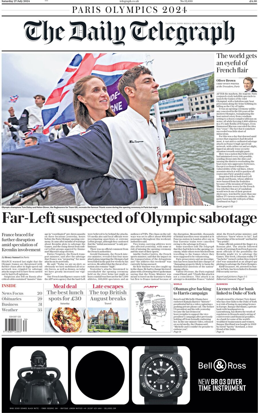 The Daily Telegraph - Front Page - 07/27/2024