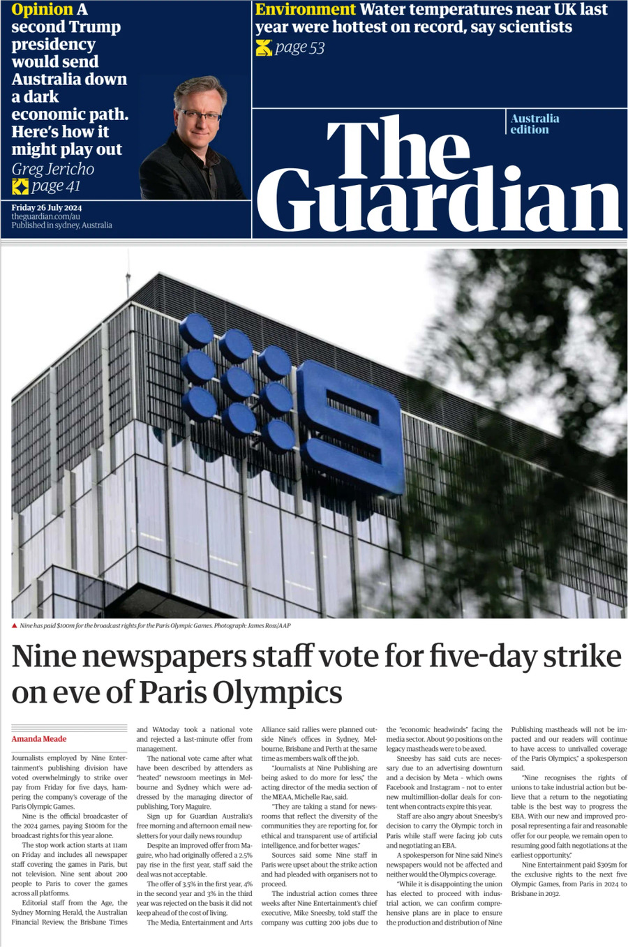 The Guardian Australia - Front Page - 07/26/2024