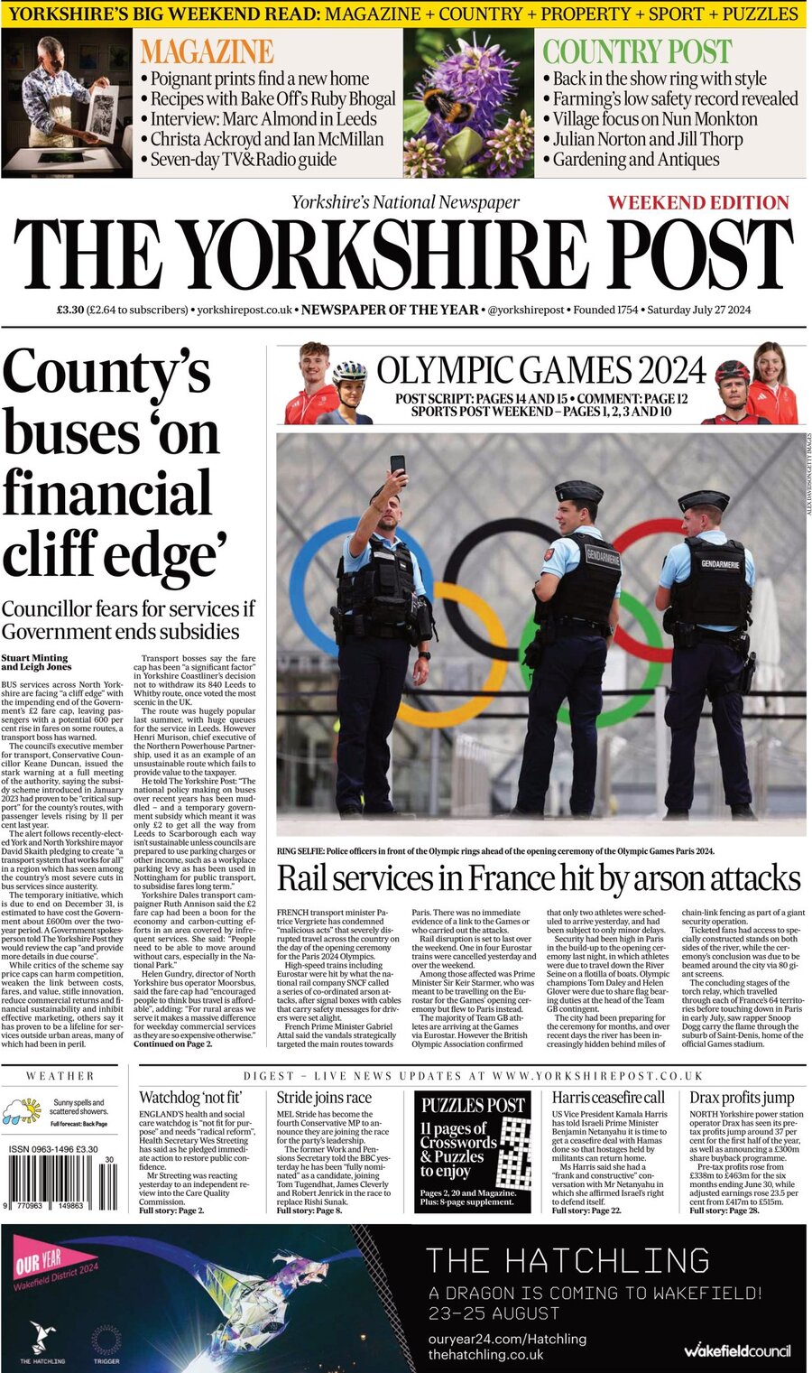 The Yorkshire Post - Front Page - 07/27/2024