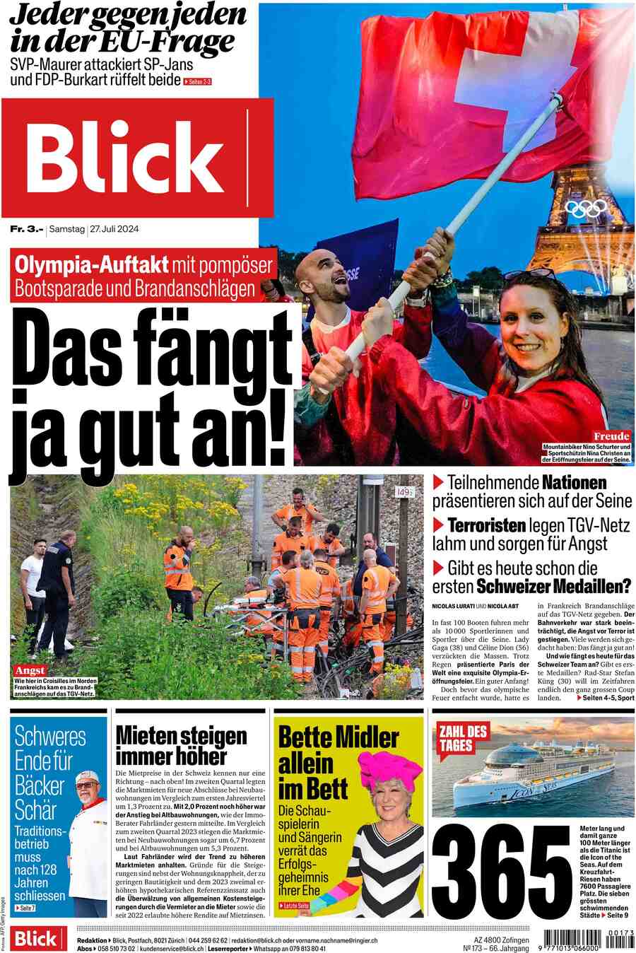 Blick - Front Page - 07/27/2024