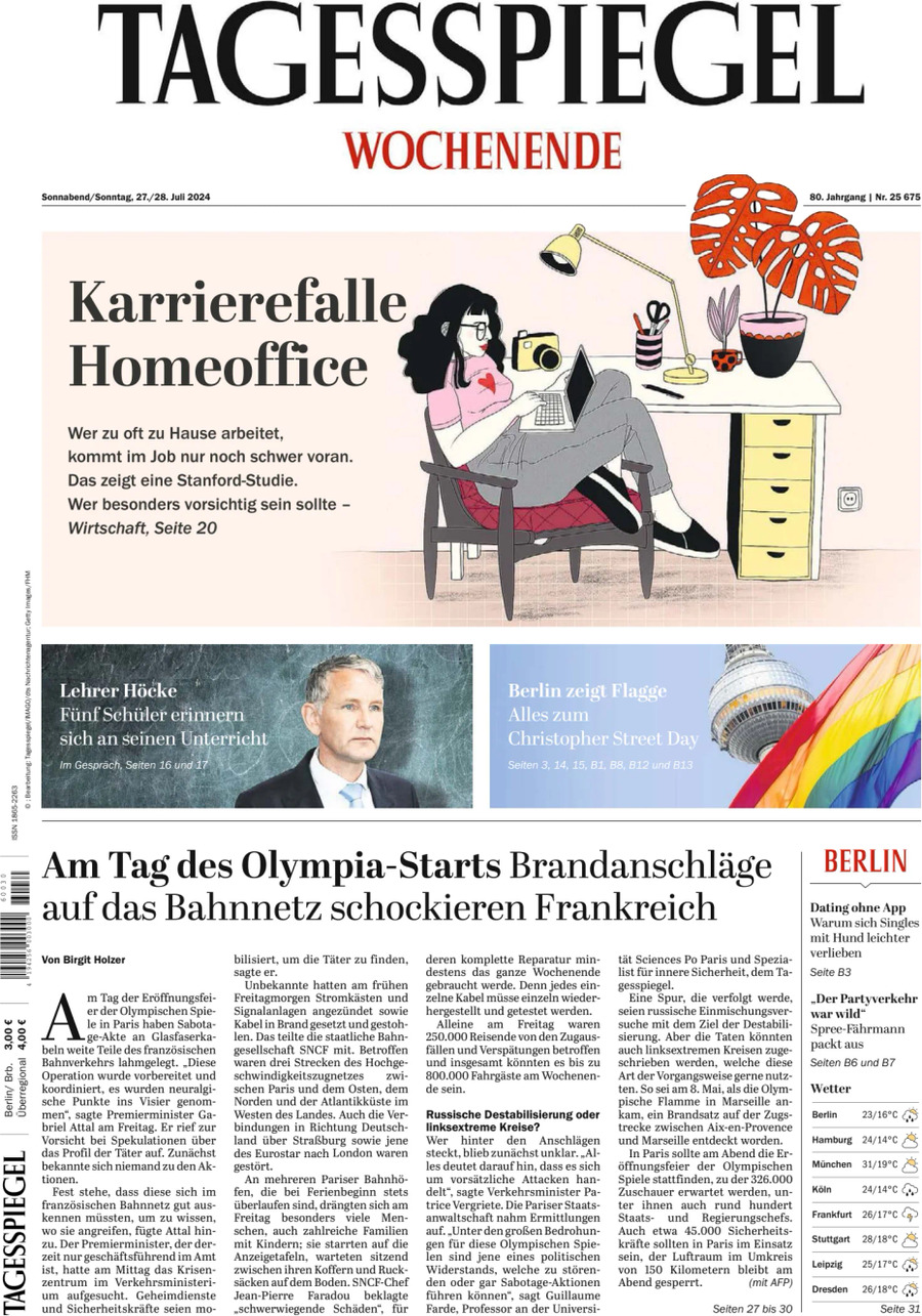 Der Tagesspiegel - Front Page - 07/27/2024