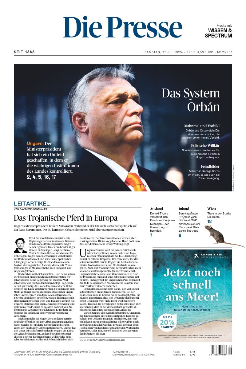Die Presse - Front Page - 07/27/2024