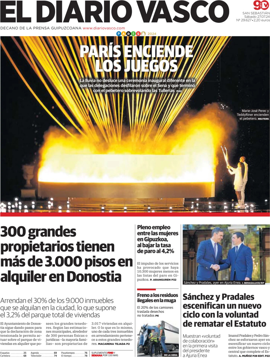 El Diario Vasco - Front Page - 07/27/2024