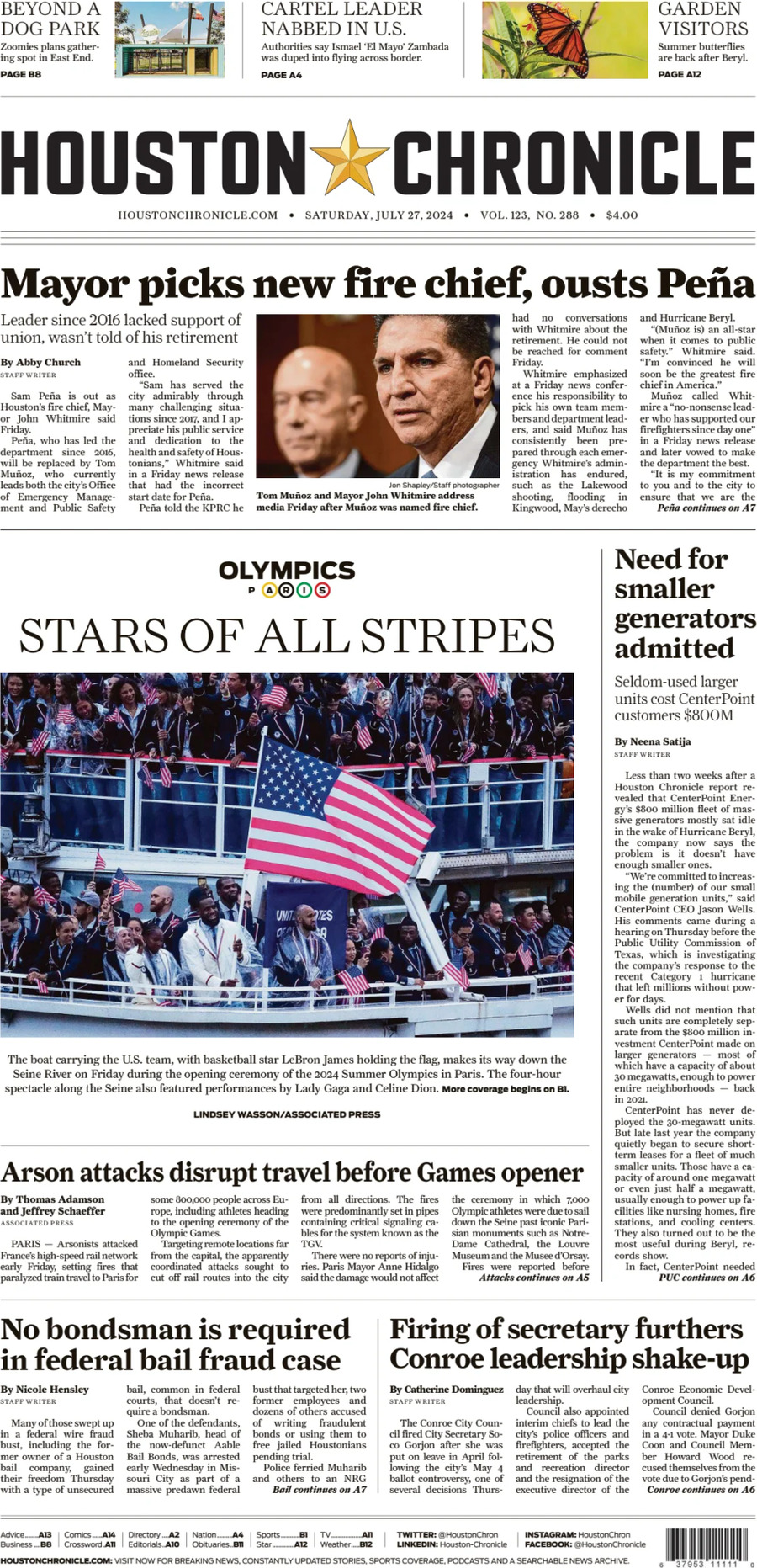 Houston Chronicle - Cover - 07/27/2024
