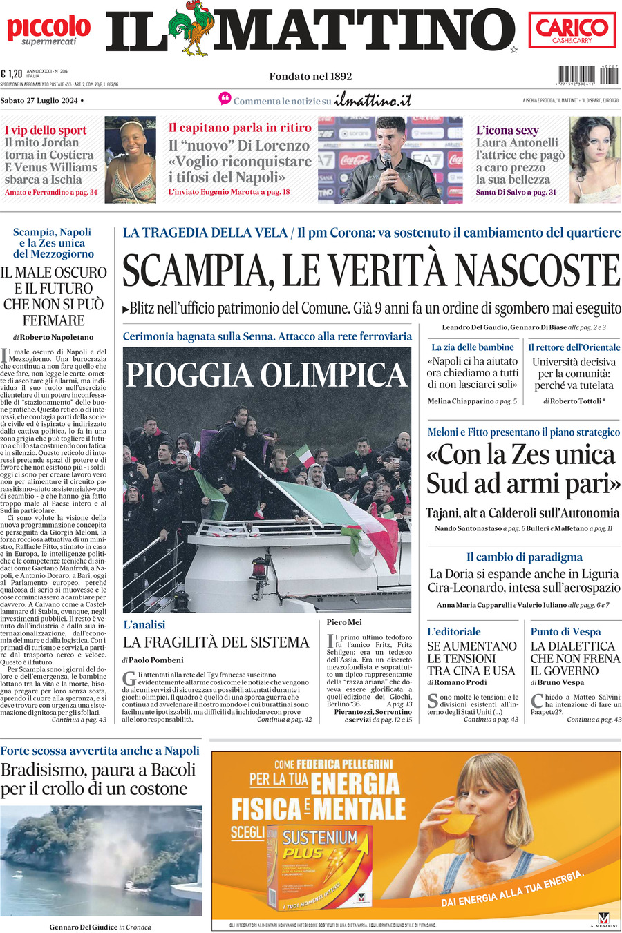 Il Mattino - Front Page - 07/27/2024