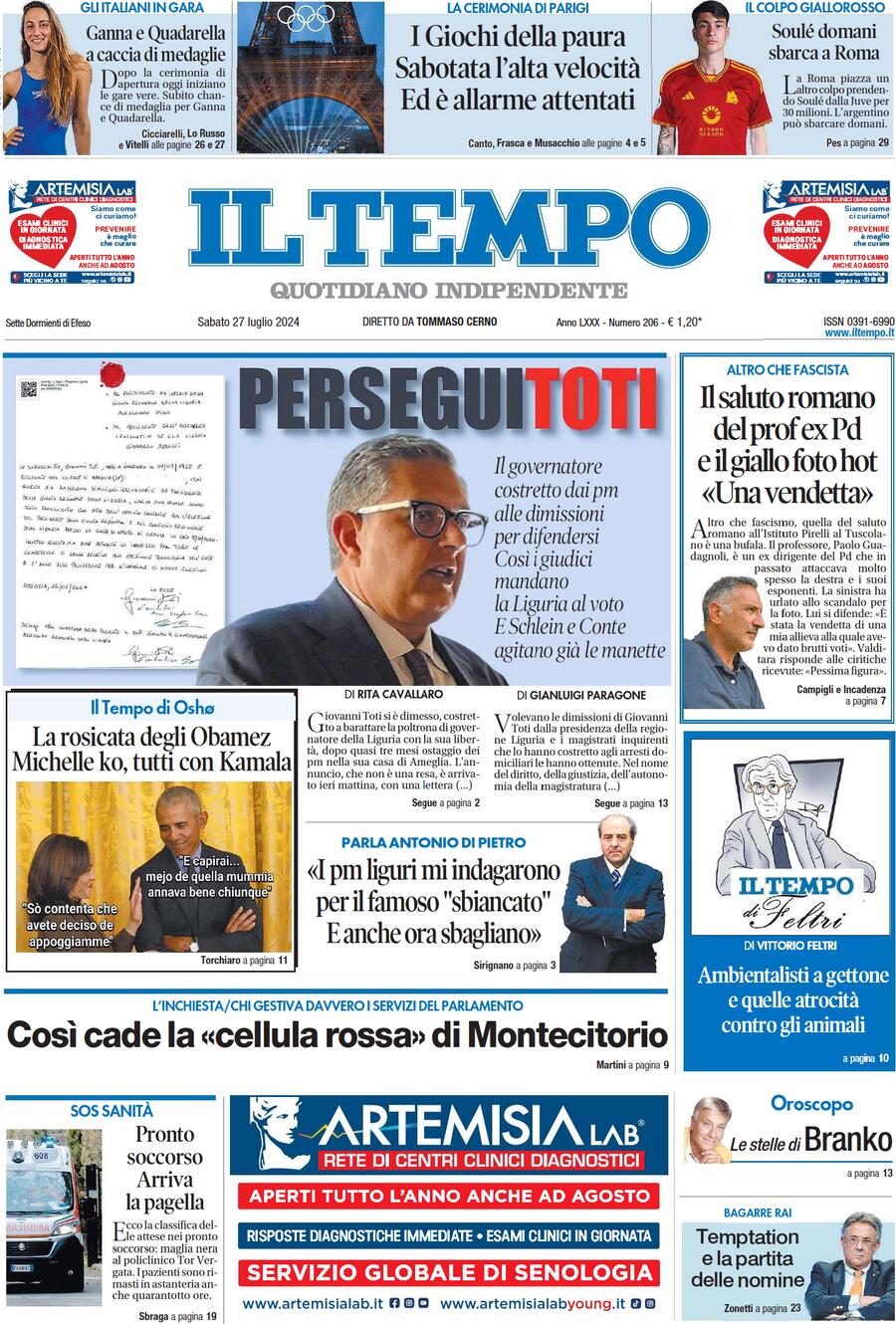 Il Tempo - Front Page - 07/27/2024
