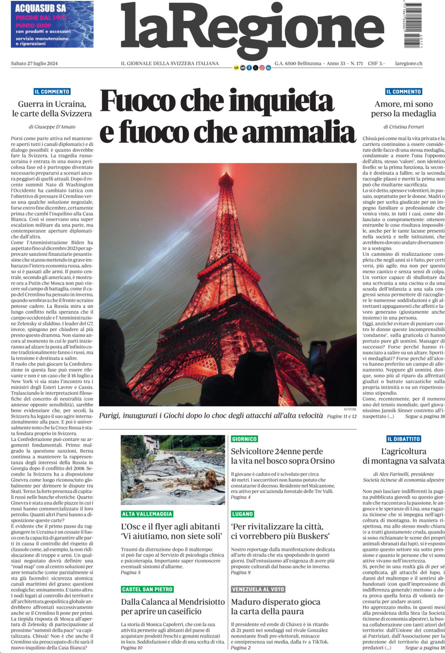 La Regione - Front Page - 07/27/2024