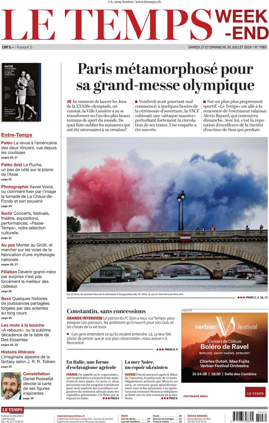 Le Temps - Front Page - 07/28/2024