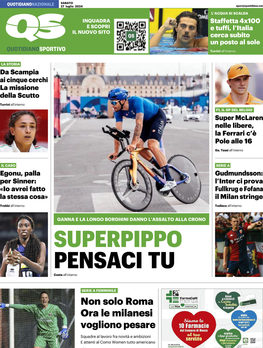 QS Quotidiano Sportivo - Front Page - 07/27/2024