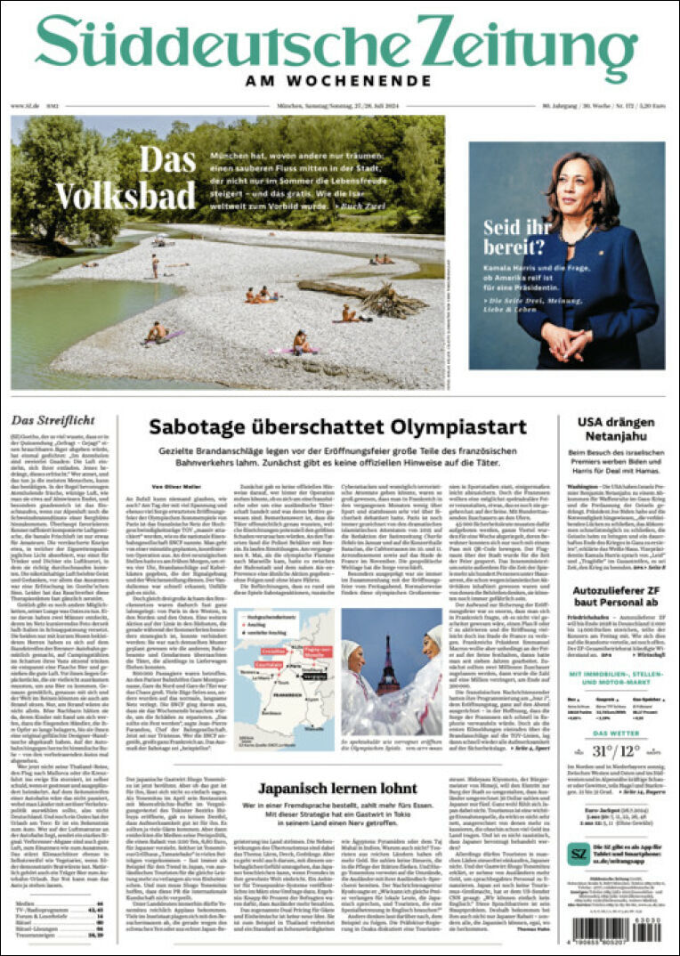 Süddeutsche Zeitung - Front Page - 07/27/2024