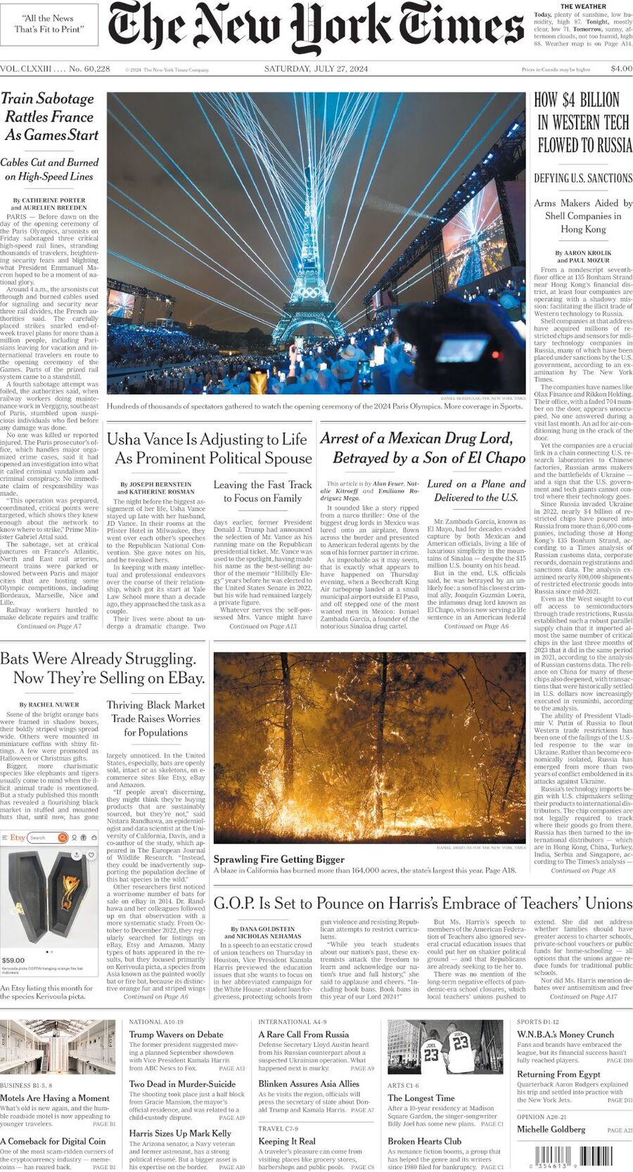 The New York Times - Cover - 07/27/2024