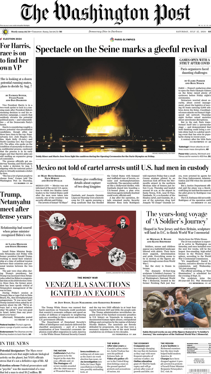 The Washington Post - Cover - 07/27/2024