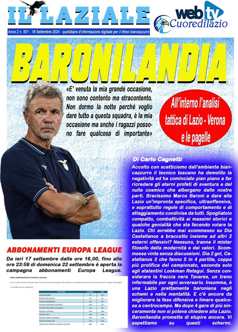 Il Laziale - Front Page - 09/18/2024