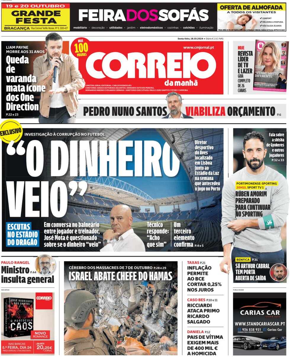 Correio da Manhã - Front Page - 10/18/2024