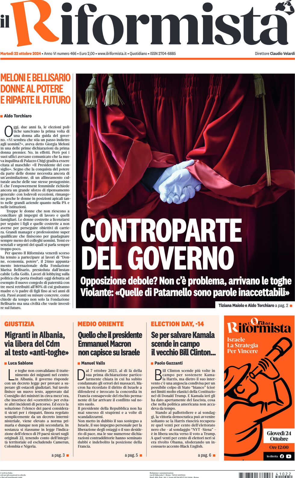 Il Riformista - Front Page - 10/22/2024