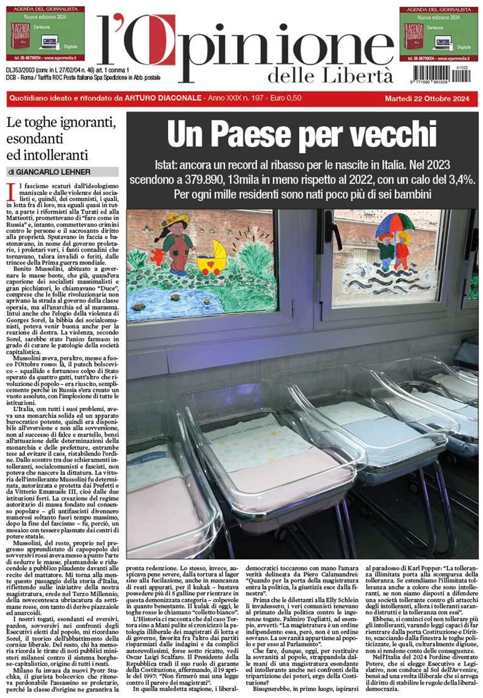 L'Opinione delle Libertà - Front Page - 10/22/2024