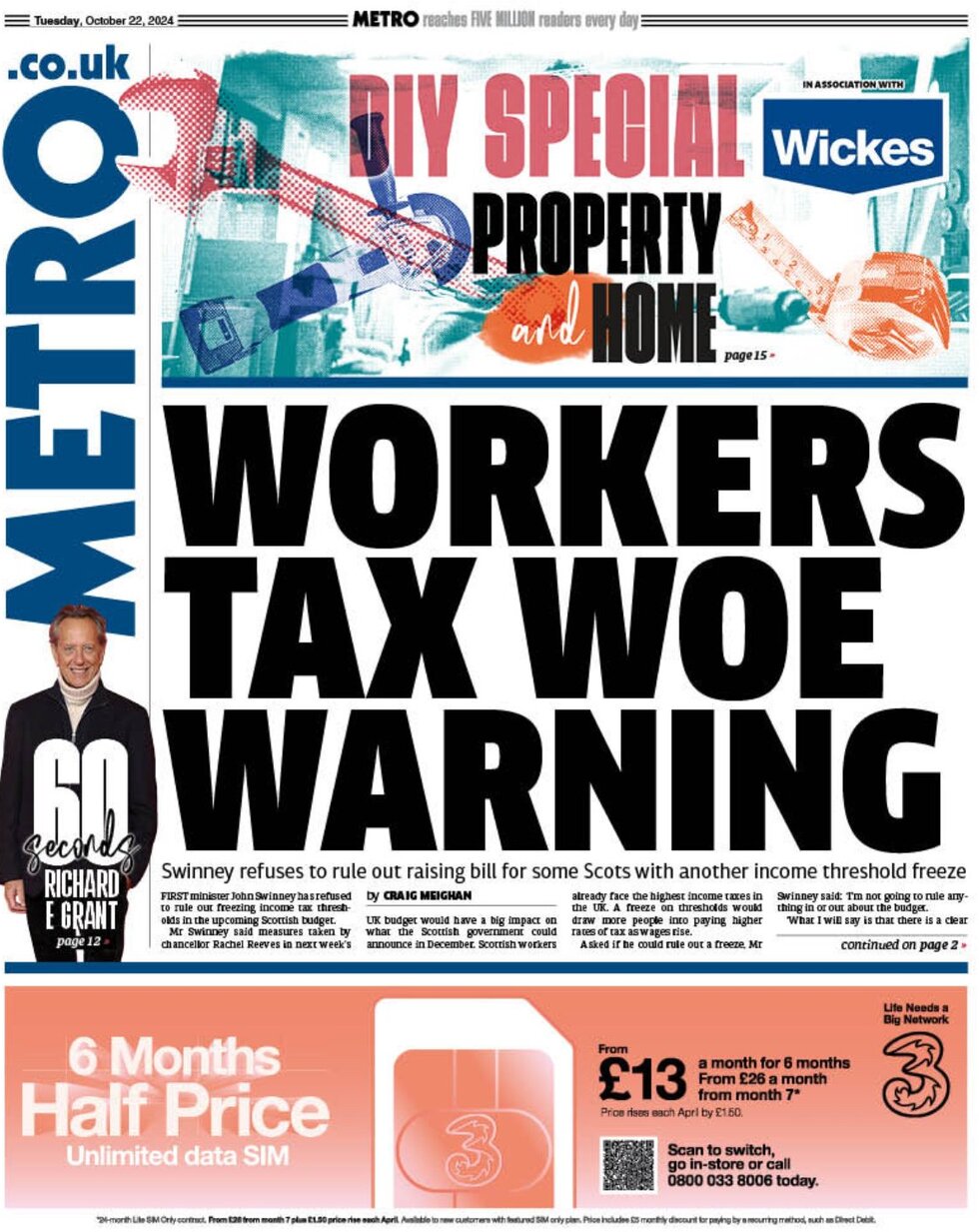 Metro UK - Front Page - 10/22/2024