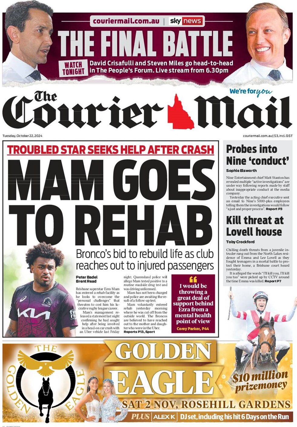 The Courier-Mail - Front Page - 10/22/2024