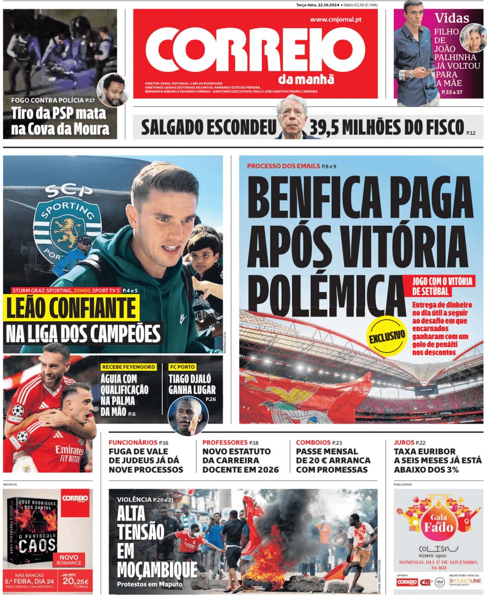 Correio da Manhã - Front Page - 10/22/2024