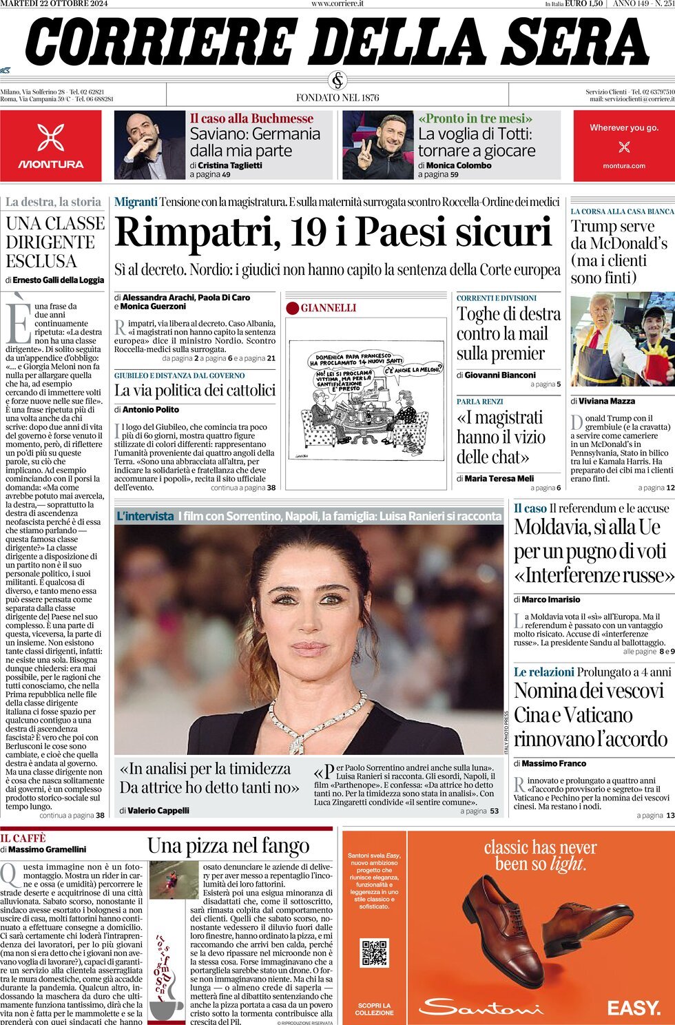 Corriere della Sera - Front Page - 10/22/2024