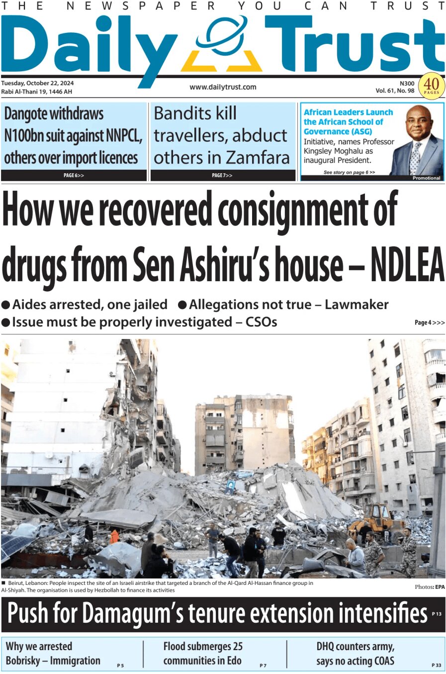 Daily Trust - Front Page - 10/22/2024