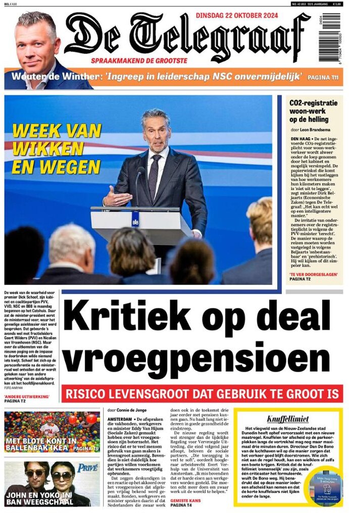 De Telegraaf - Front Page - 10/22/2024