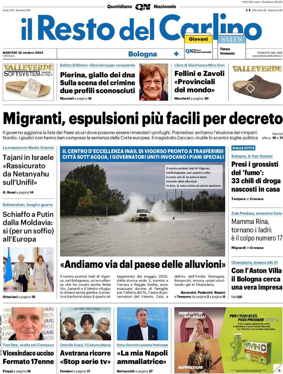 Il Resto del Carlino - Front Page - 10/22/2024