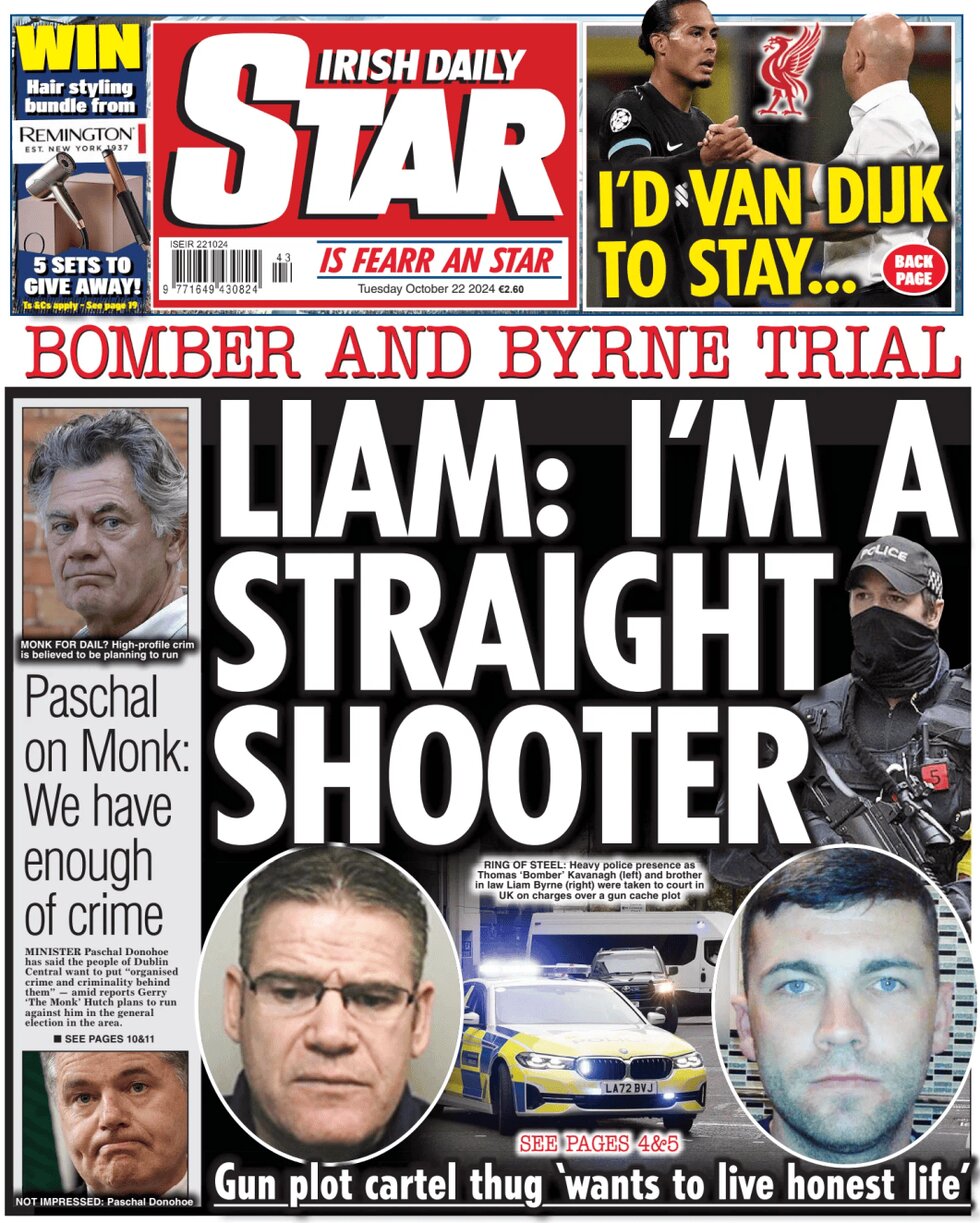 Irish Daily Star - Front Page - 10/22/2024