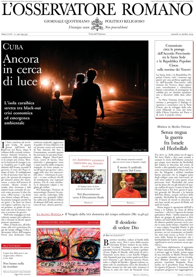 L'Osservatore Romano - Front Page - 10/22/2024