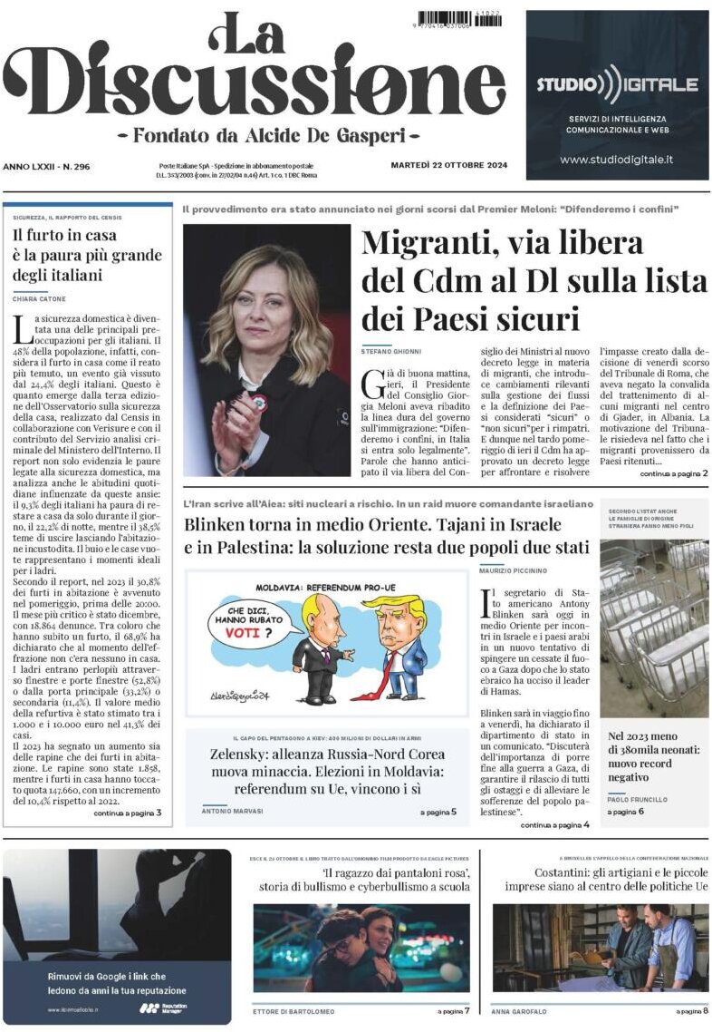 La Discussione - Front Page - 10/22/2024