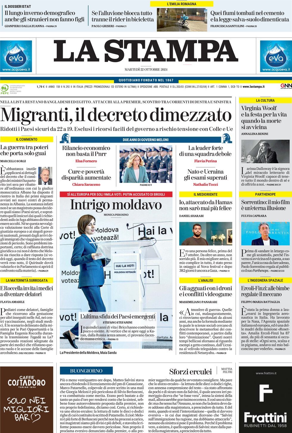 La Stampa - Front Page - 10/22/2024