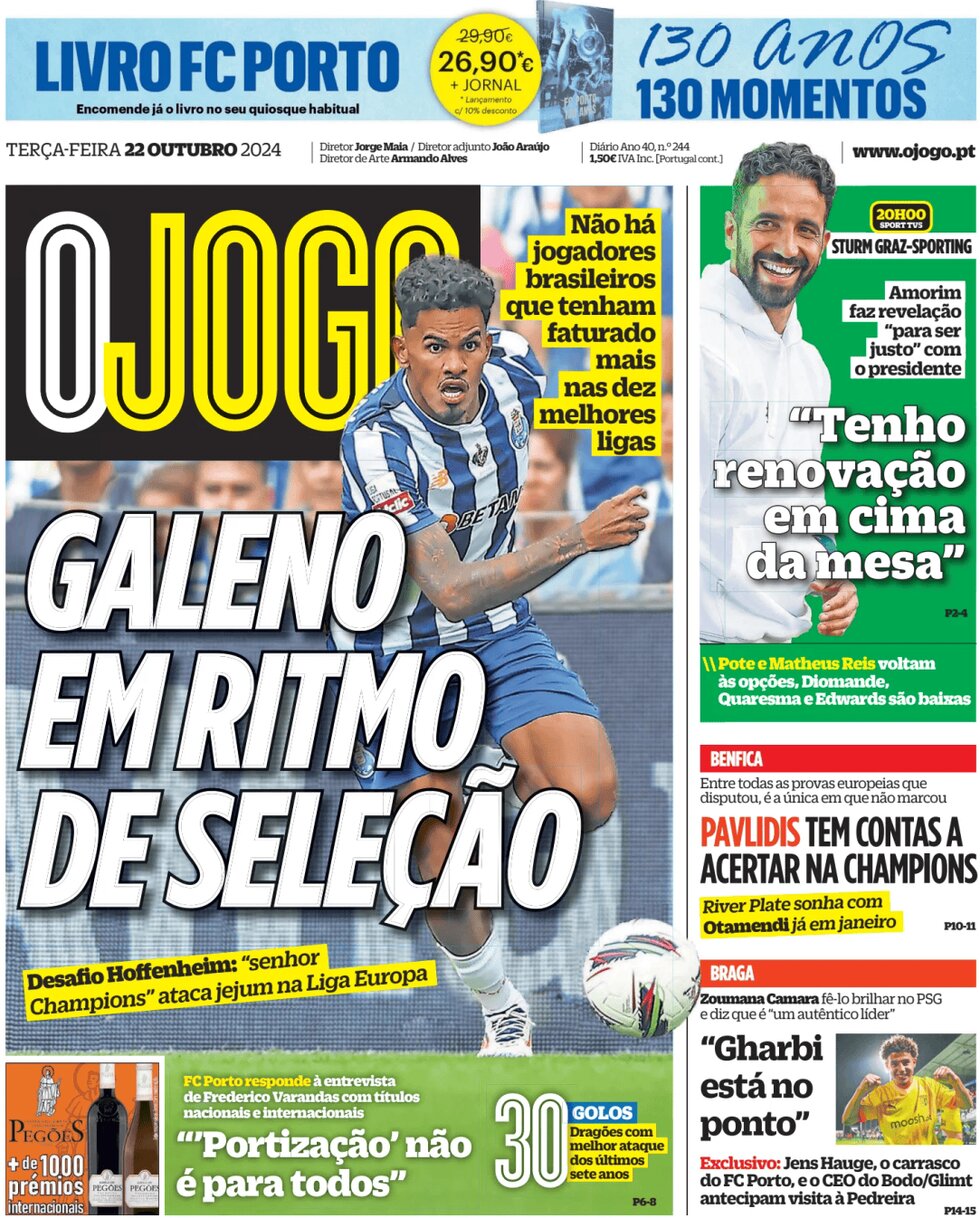 O Jogo - Front Page - 10/22/2024